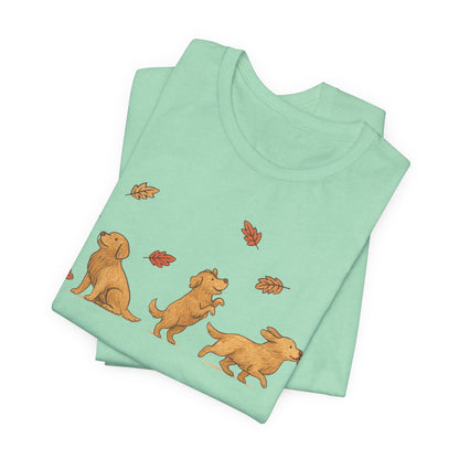 Golden Retriever Chasing Leaves TShirt