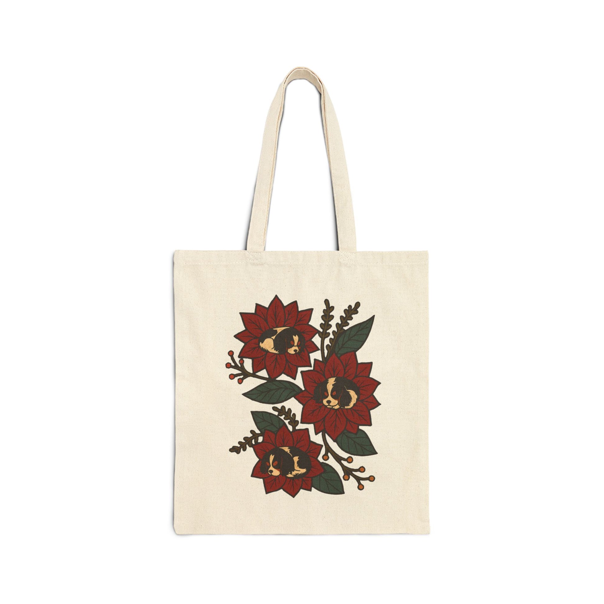 Tricolor Cavalier Holiday Flower Sleeping Tote Bag