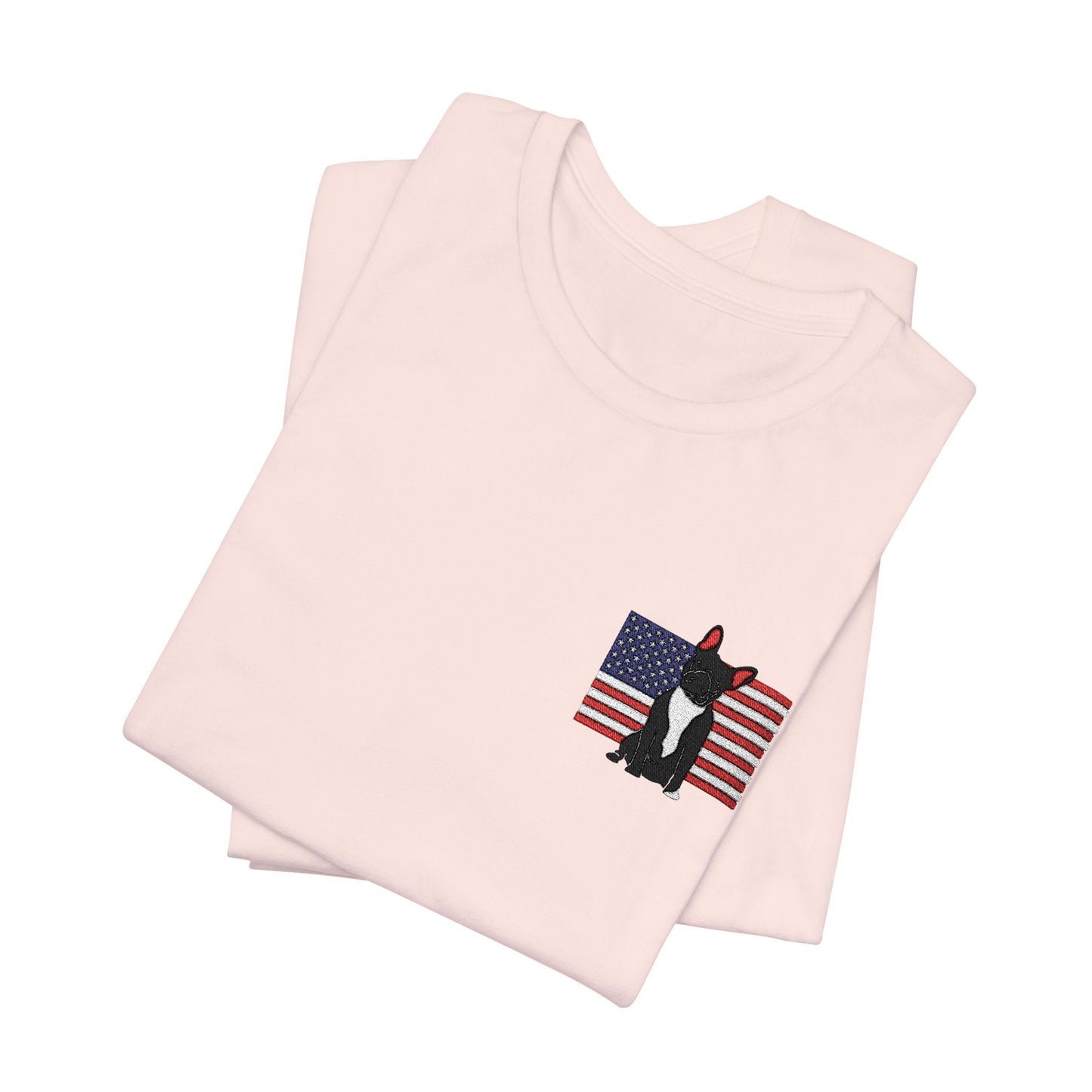 Embroidered Flag Black Frenchie TShirt
