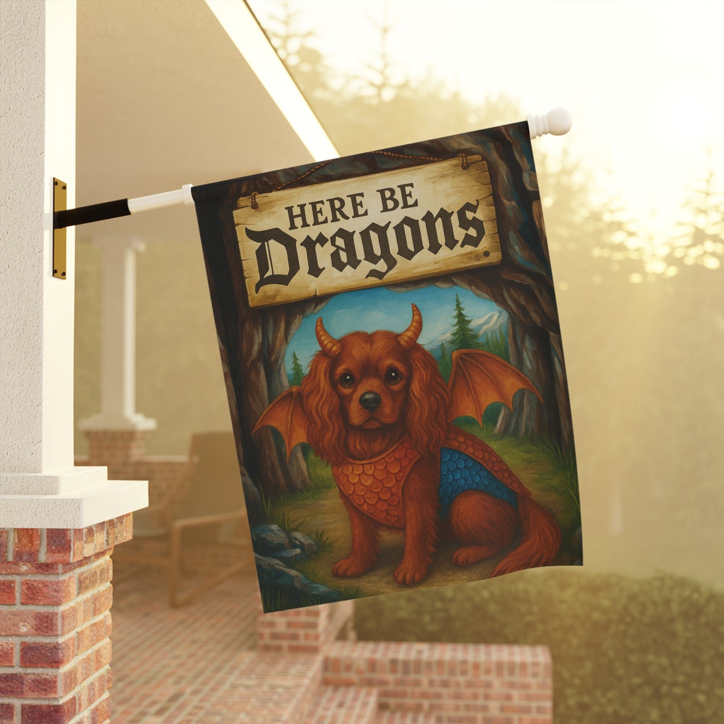 Ruby Cavalier Dragon Garden Flag