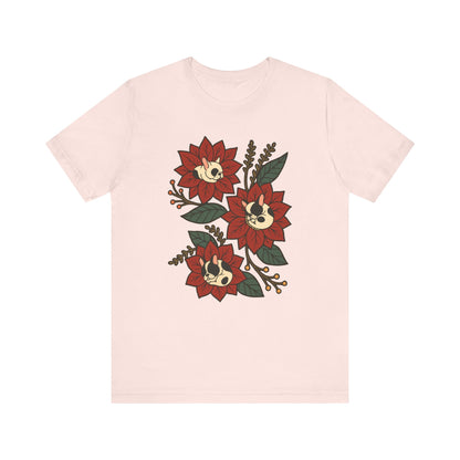 Piebald Frenchie Holiday Flowers Sleeping TShirt