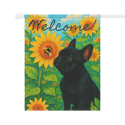Black French Bulldog Sunflower Garden Flag