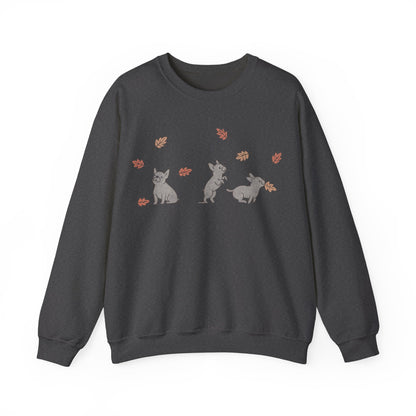 Black French Bulldog Chasing Leaves Sweatshirt