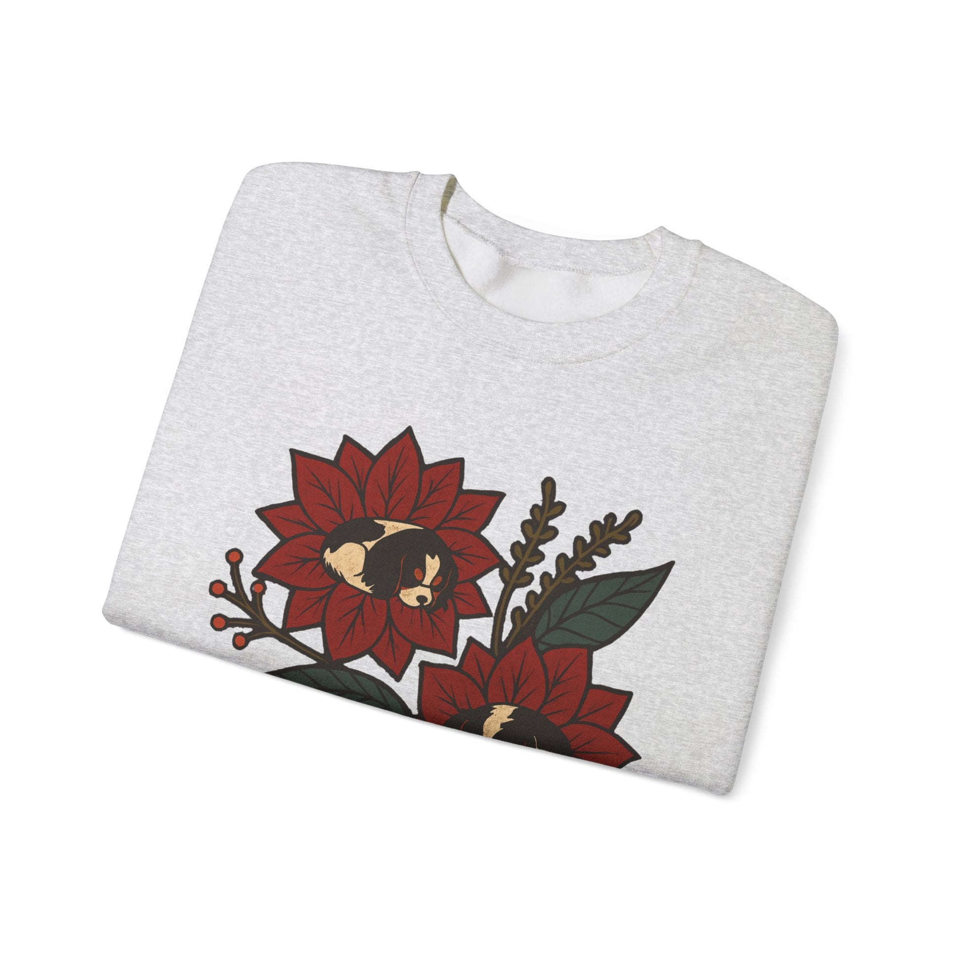 Tricolor Cavalier Christmas Flower Sweatshirt