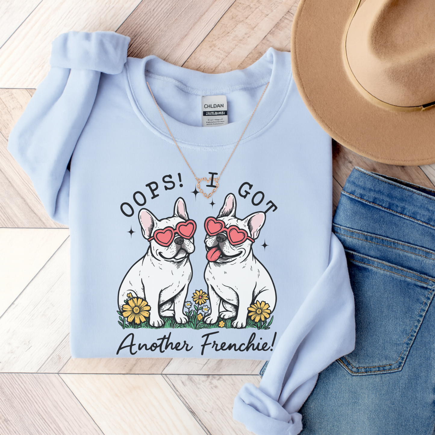 White Frenchie Oops Sweatshirt
