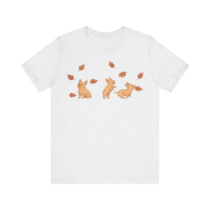 Fawn Frenchie Chasing Leaves TShirt