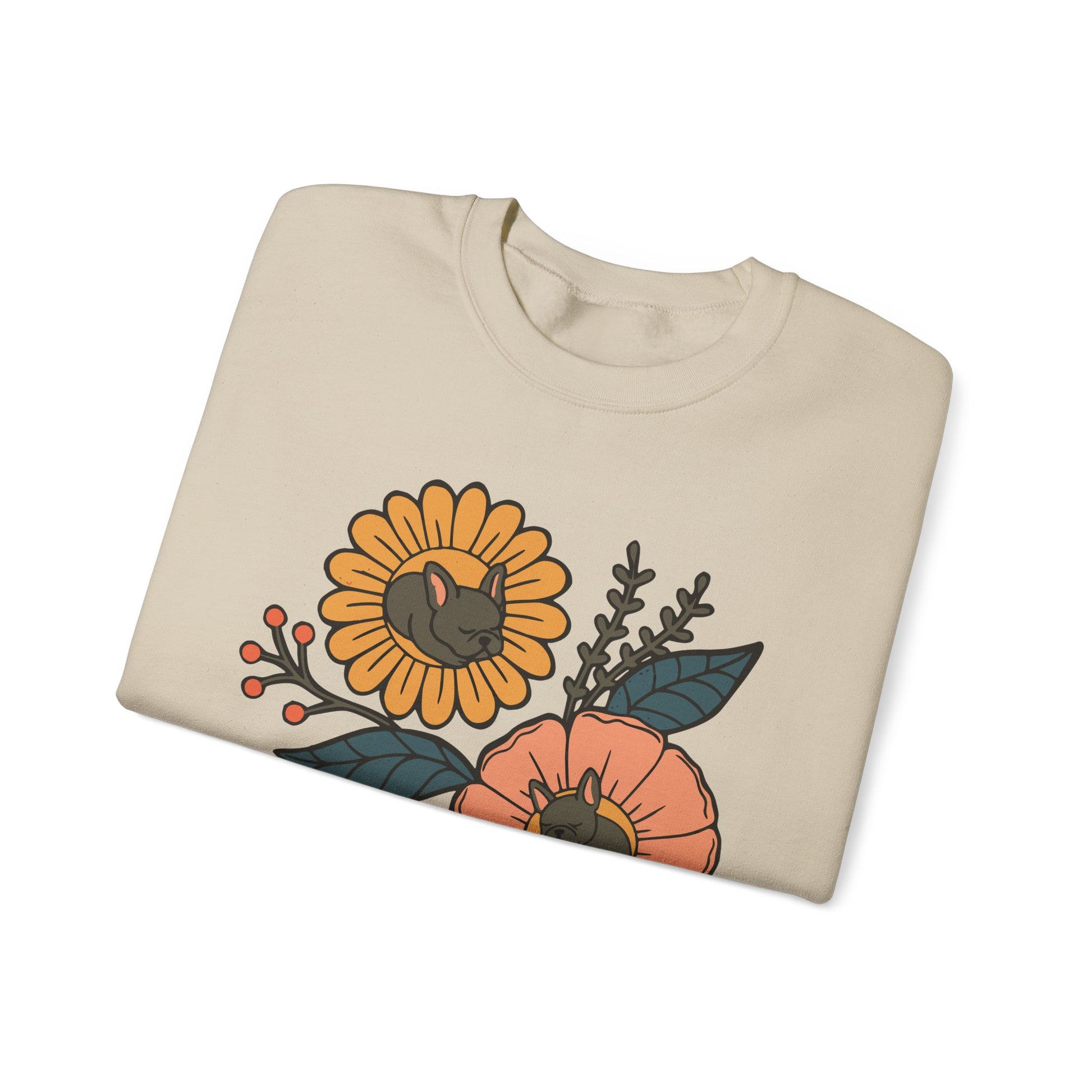 Black Frenchie Sleeping Flowers Sweatshirt