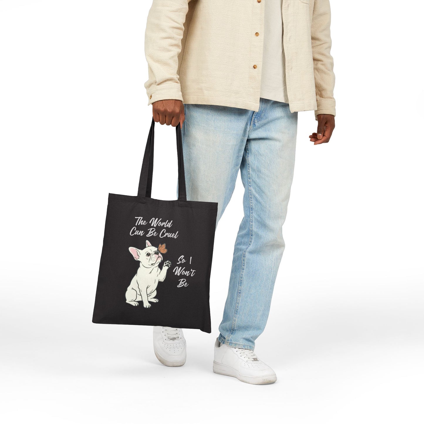 Cruel World White Frenchie Tote Bag