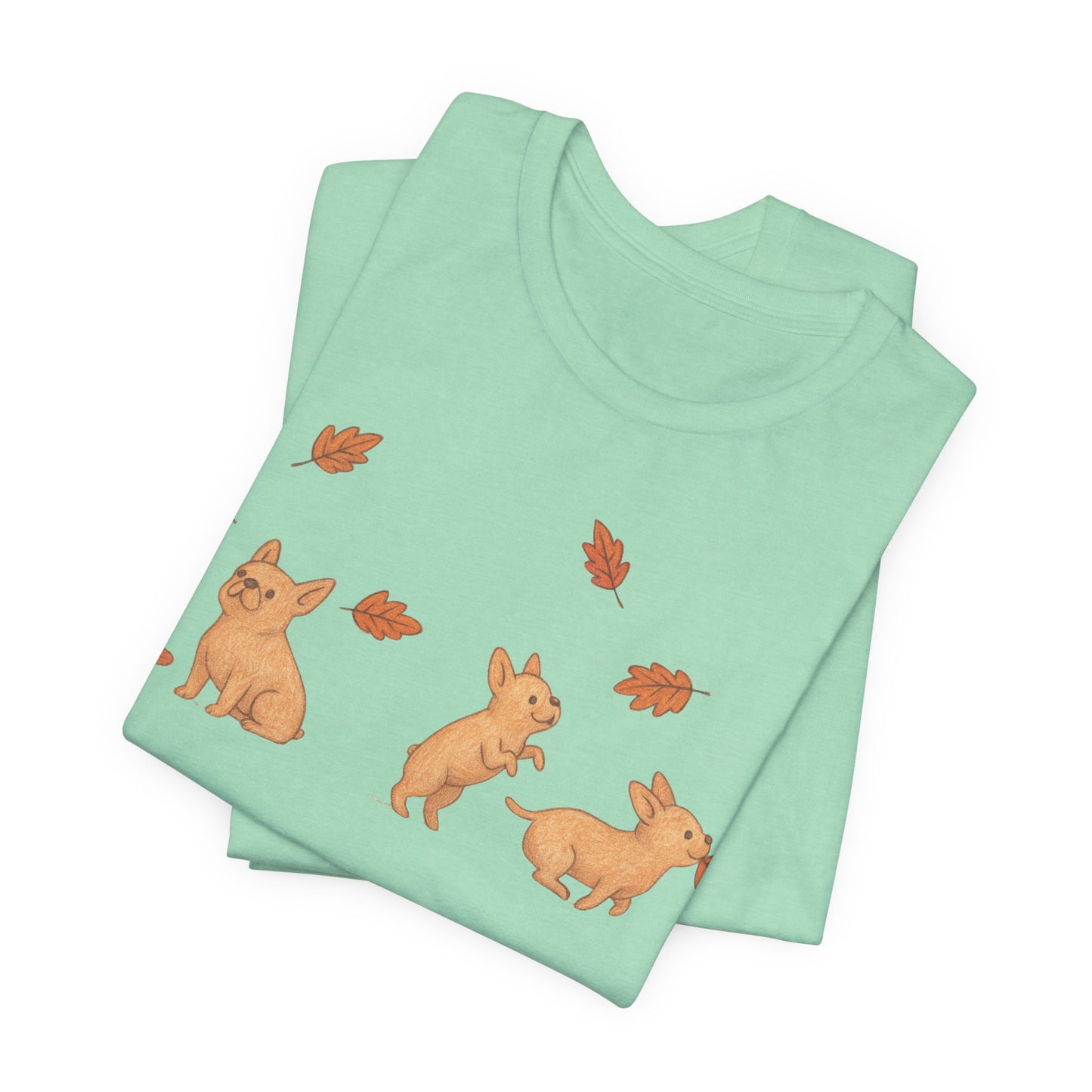 Fawn Frenchie Chasing Leaves TShirt