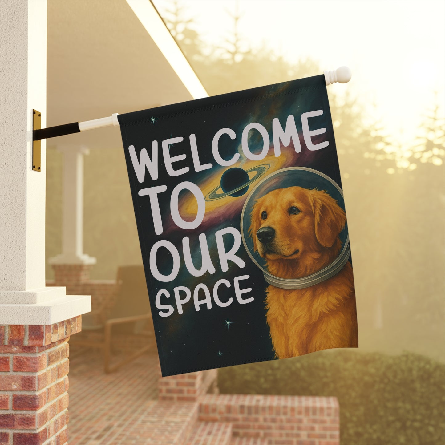 Golden Retriever Space Lover Garden Flag