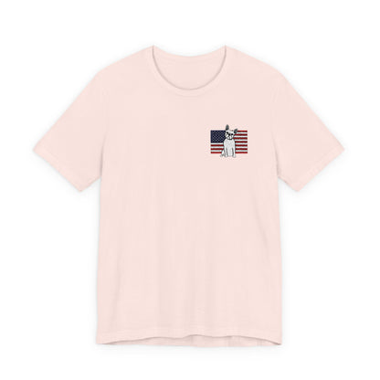 Embroidered Flag White Frenchie TShirt