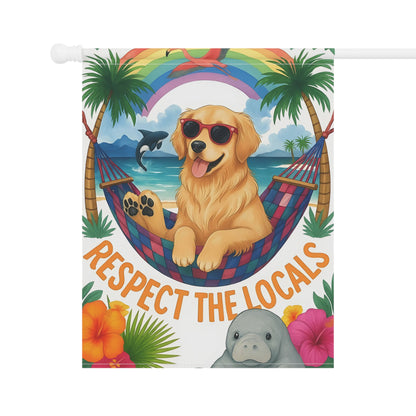 Golden Retriever Respect Locals Garden Flag