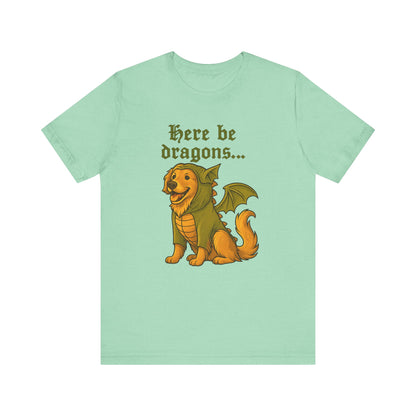 Golden Retriever Here Be Dragons TShirt