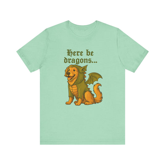 Golden Retriever Here Be Dragons TShirt
