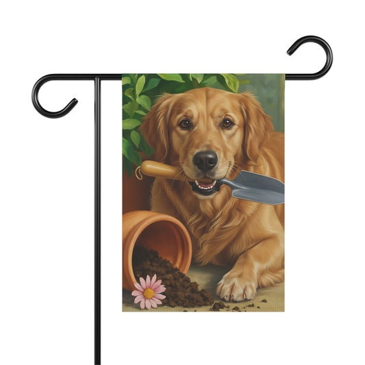 Golden Retriever Gardening Yard Flag