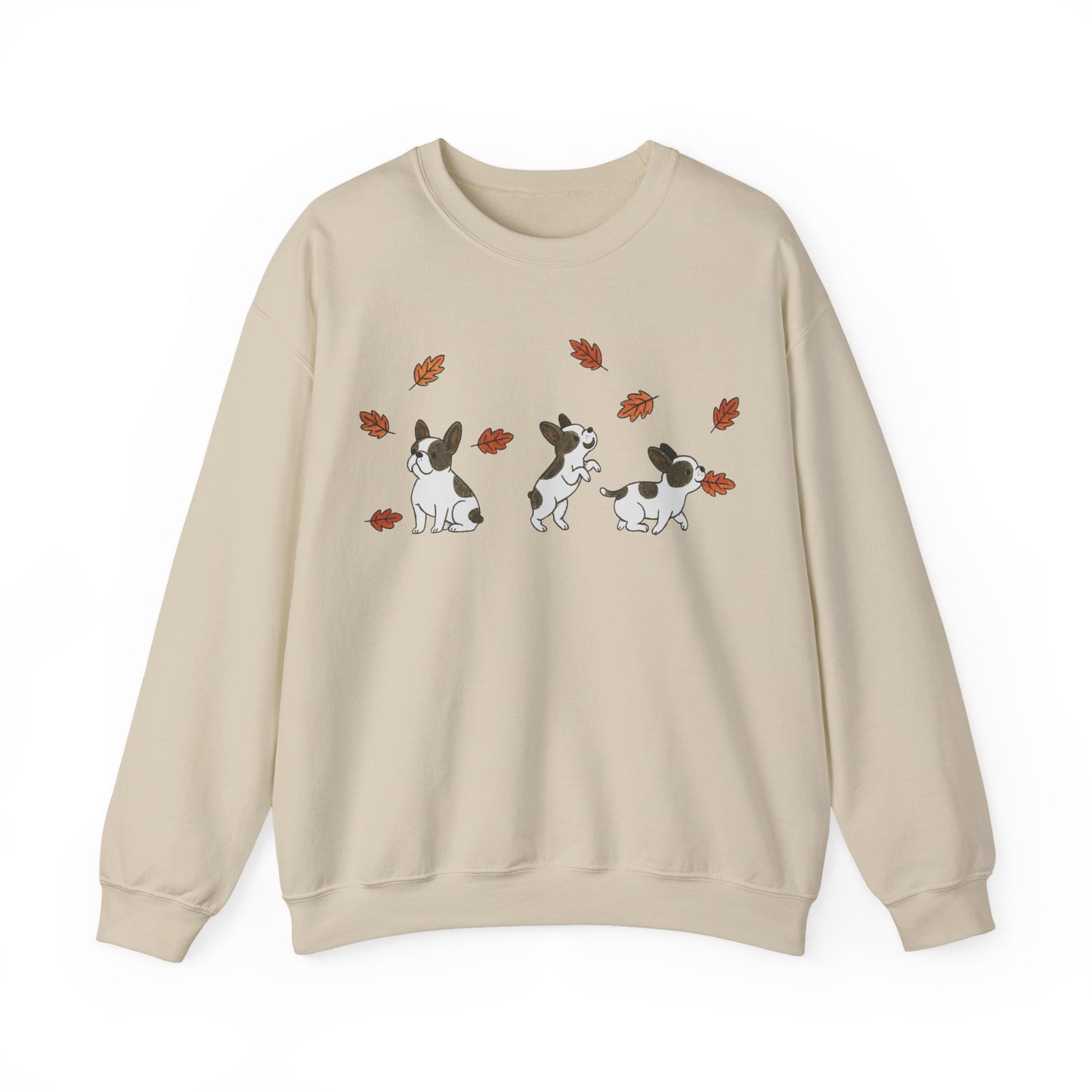 Piebald Frenchie Chasing Leaves Sweatshirt