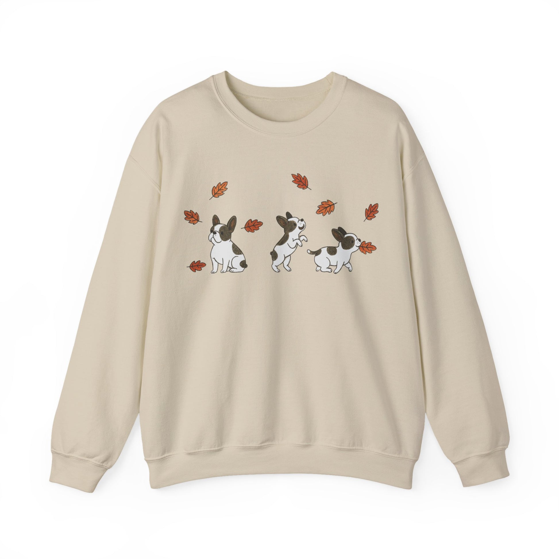 Piebald Frenchie Chasing Leaves Sweatshirt