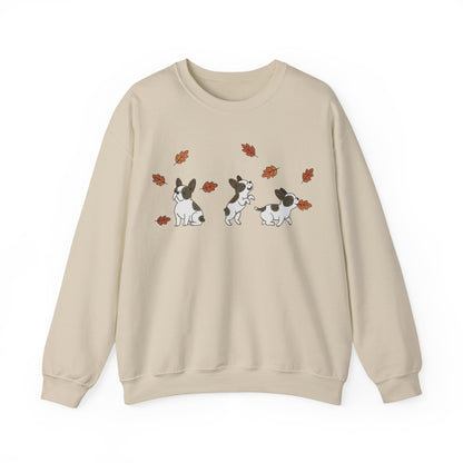 Piebald Frenchie Chasing Leaves Sweatshirt