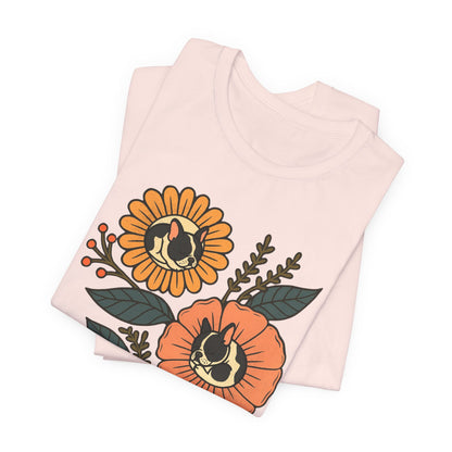 Piebald Frenchie Sleeping Flowers TShirt