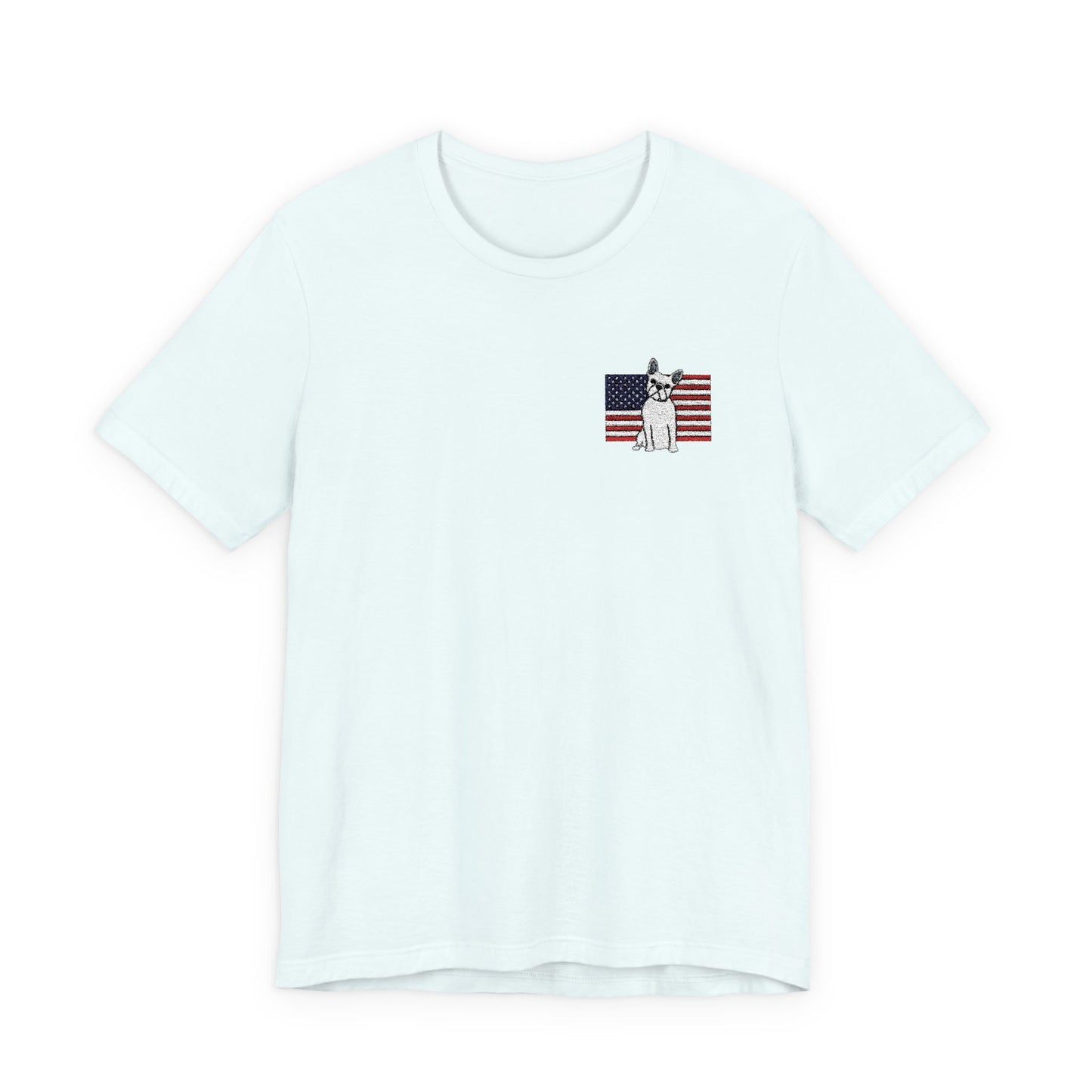 Embroidered Flag White Frenchie TShirt