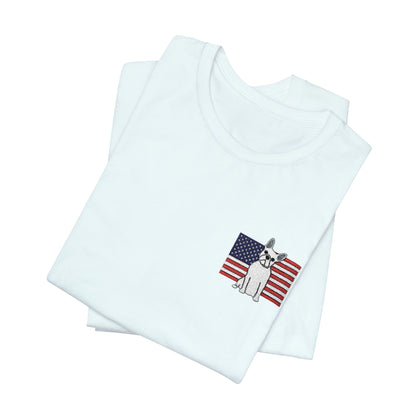 Embroidered Flag White Frenchie TShirt