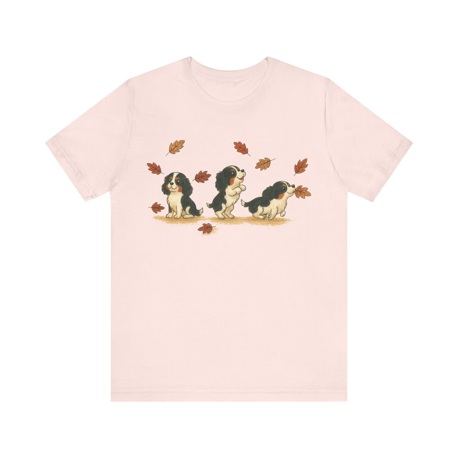 Tricolor Cavalier Chasing Leaves TShirt