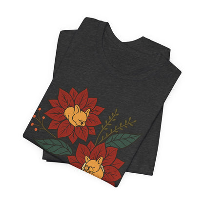 Fawn Frenchie Holiday Flowers Sleeping TShirt