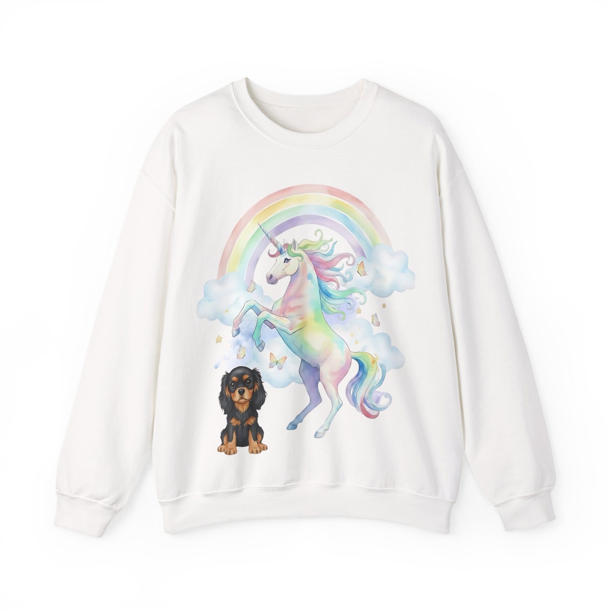 Black Tan Cavalier Watercolor Unicorn Sweatshirt