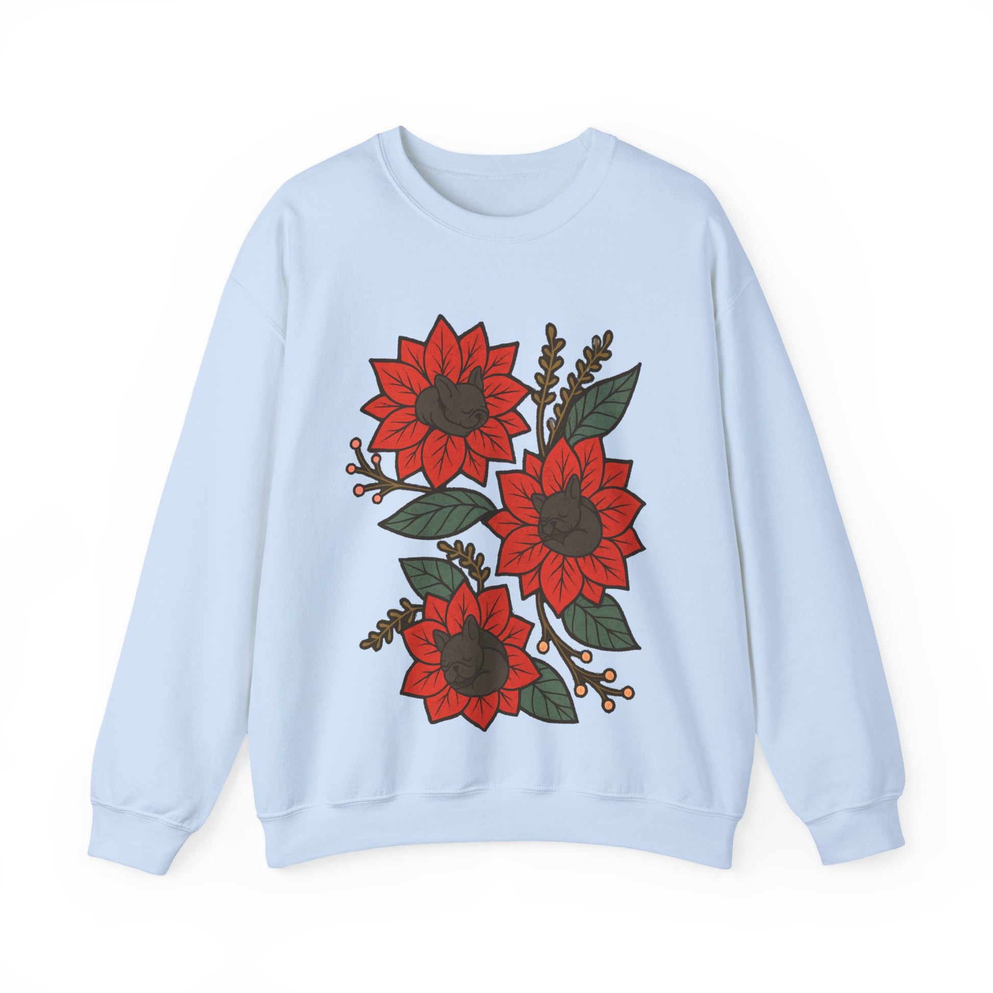 Black Frenchie Christmas Flower Sweatshirt