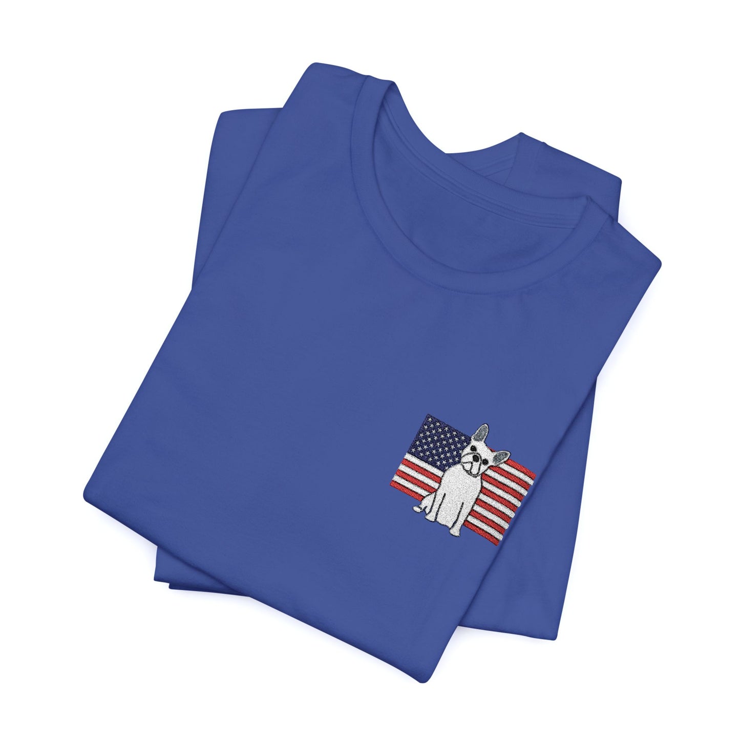 Embroidered Flag White Frenchie TShirt