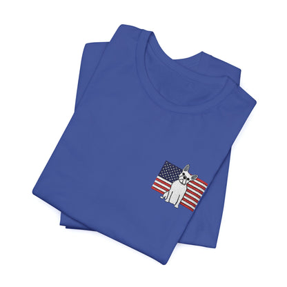 Embroidered Flag White Frenchie TShirt