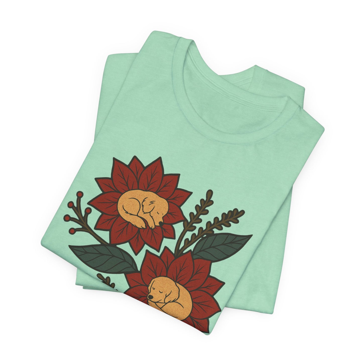 Golden Retriever Holiday Flowers Sleeping TShirt