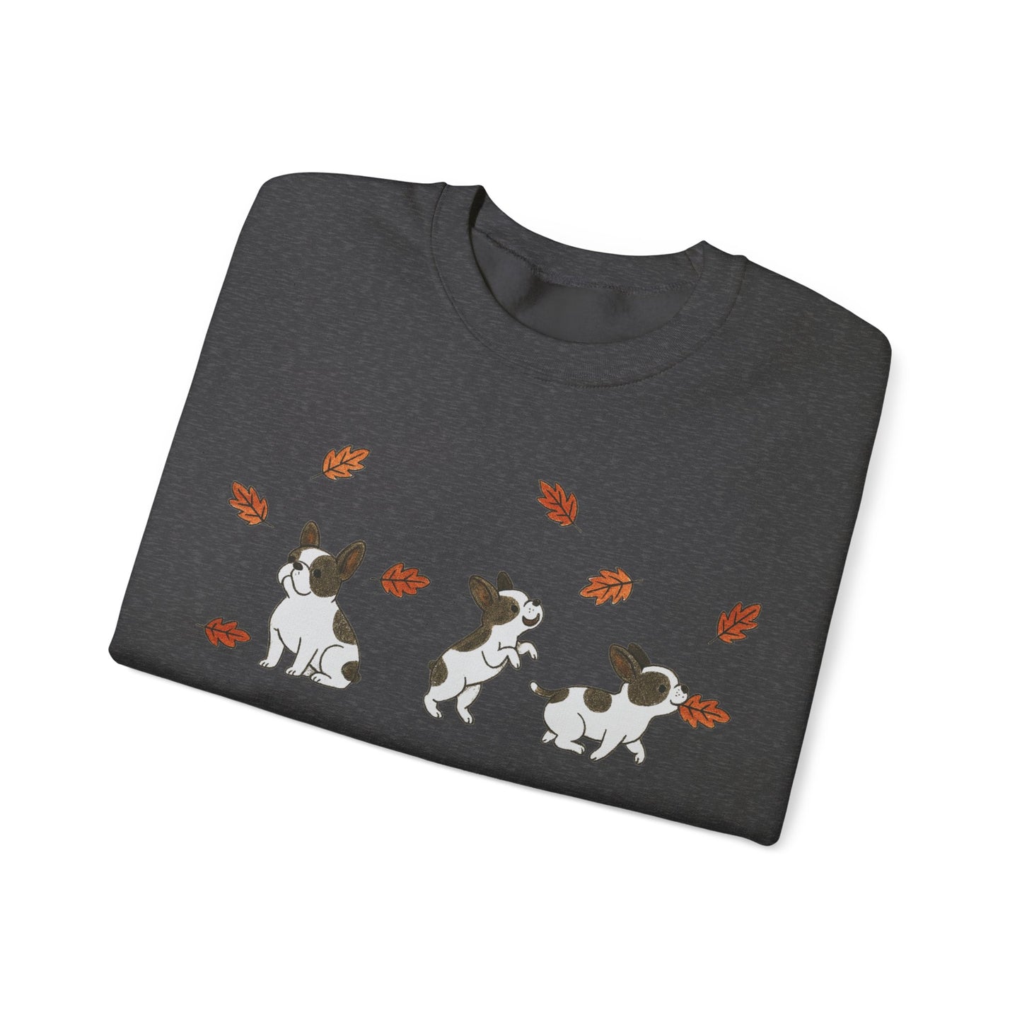 Piebald Frenchie Chasing Leaves Sweatshirt