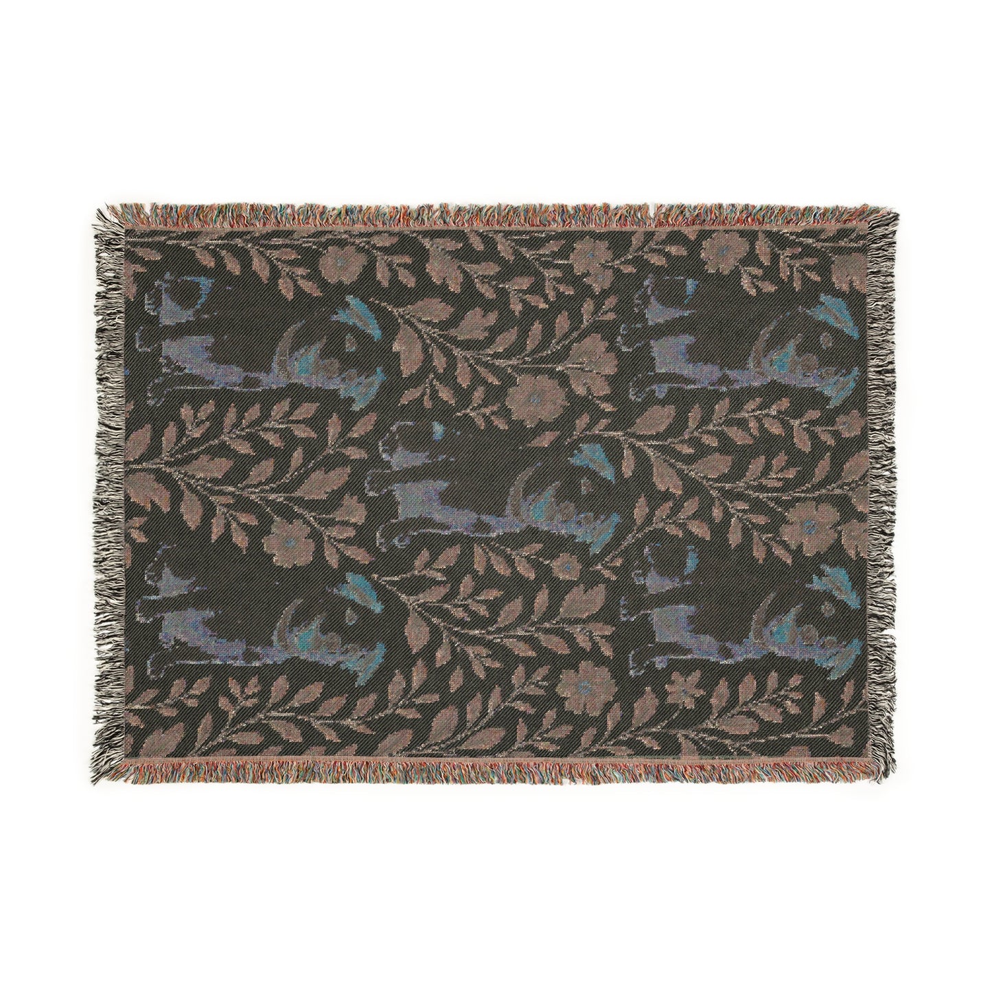 Blue Floral Mutt Woven Blanket