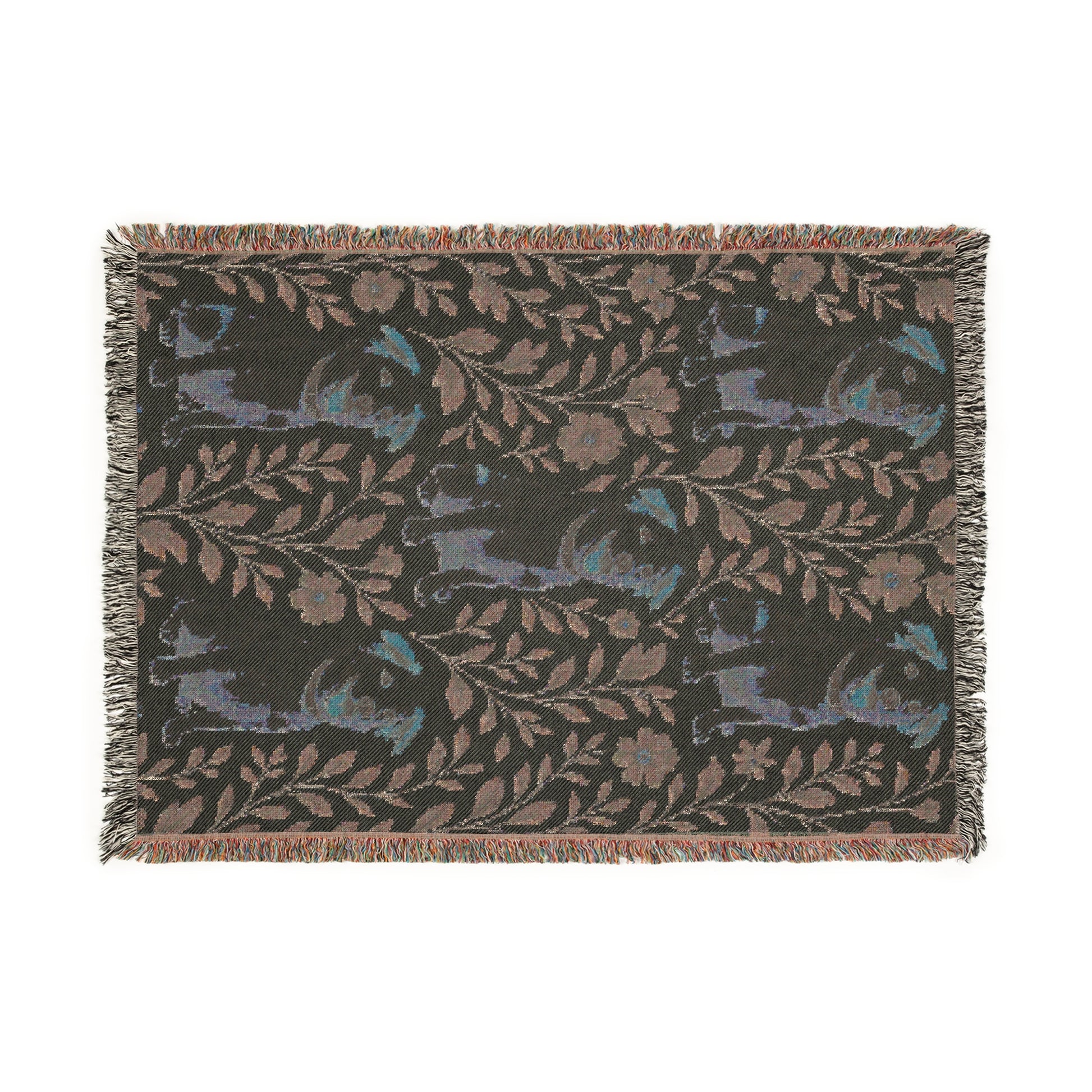 Blue Floral Mutt Woven Blanket