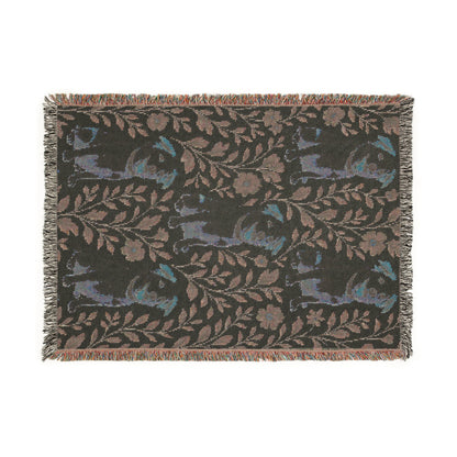 Blue Floral Mutt Woven Blanket