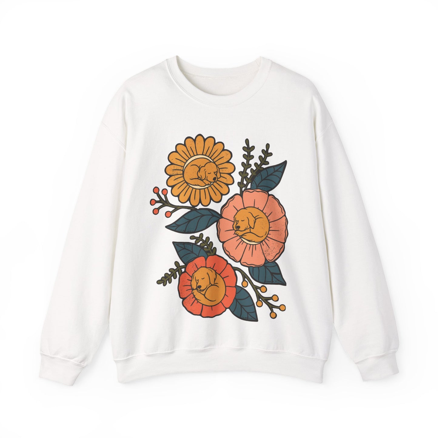 Golden Retriever Sleeping Flowers Sweatshirt