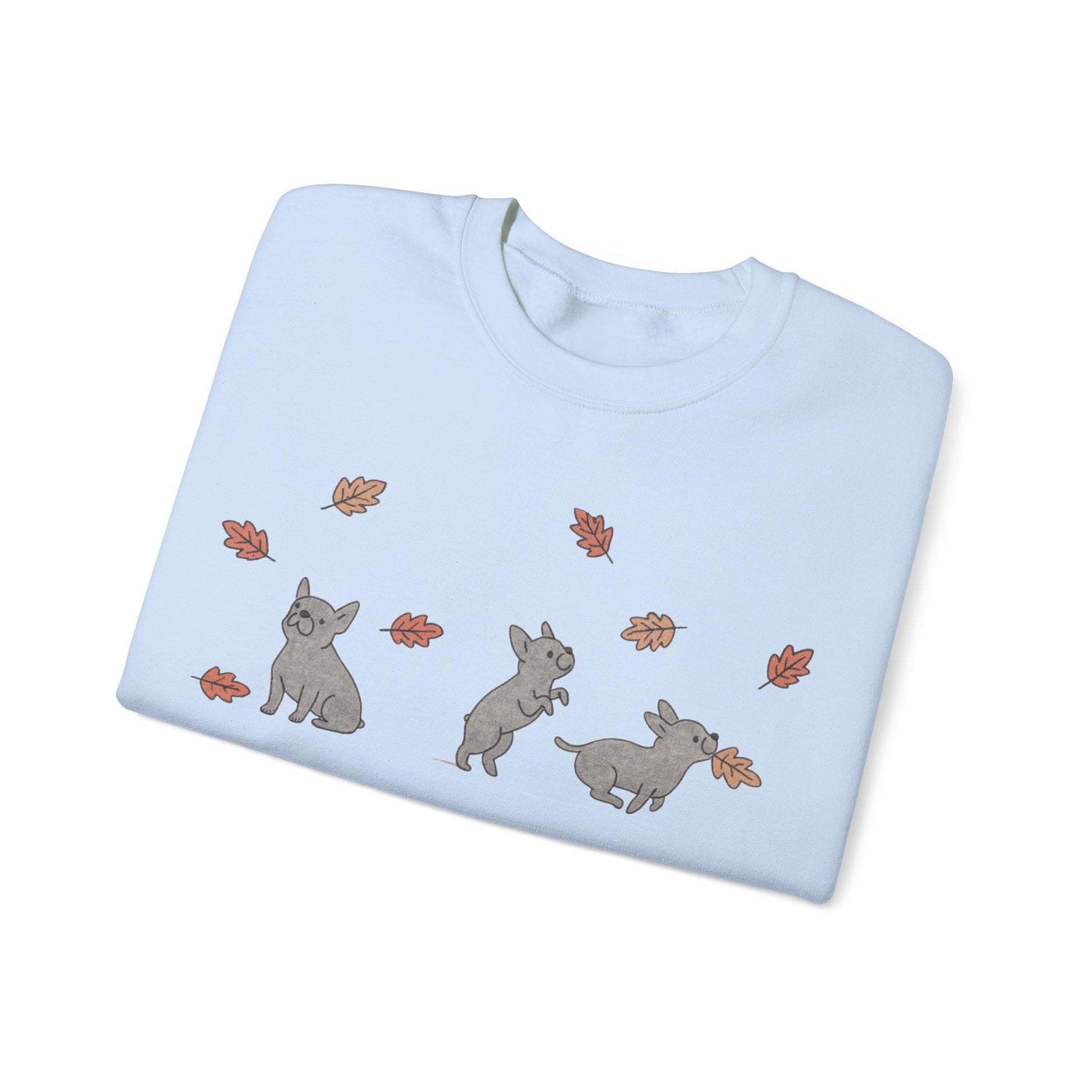 Black French Bulldog Chasing Leaves Sweatshirt