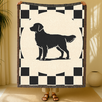 Golden Retriever Checkered Racing Throw Blanket