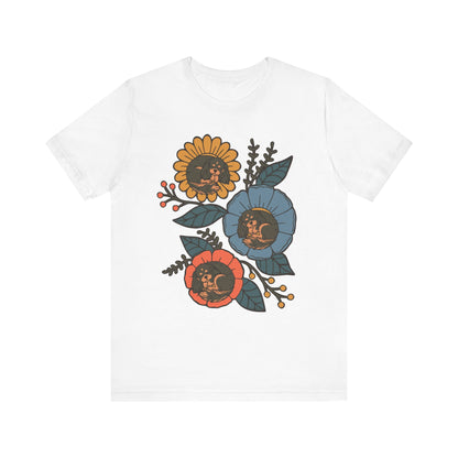 Black Tan Cavalier Sleeping Flowers TShirt