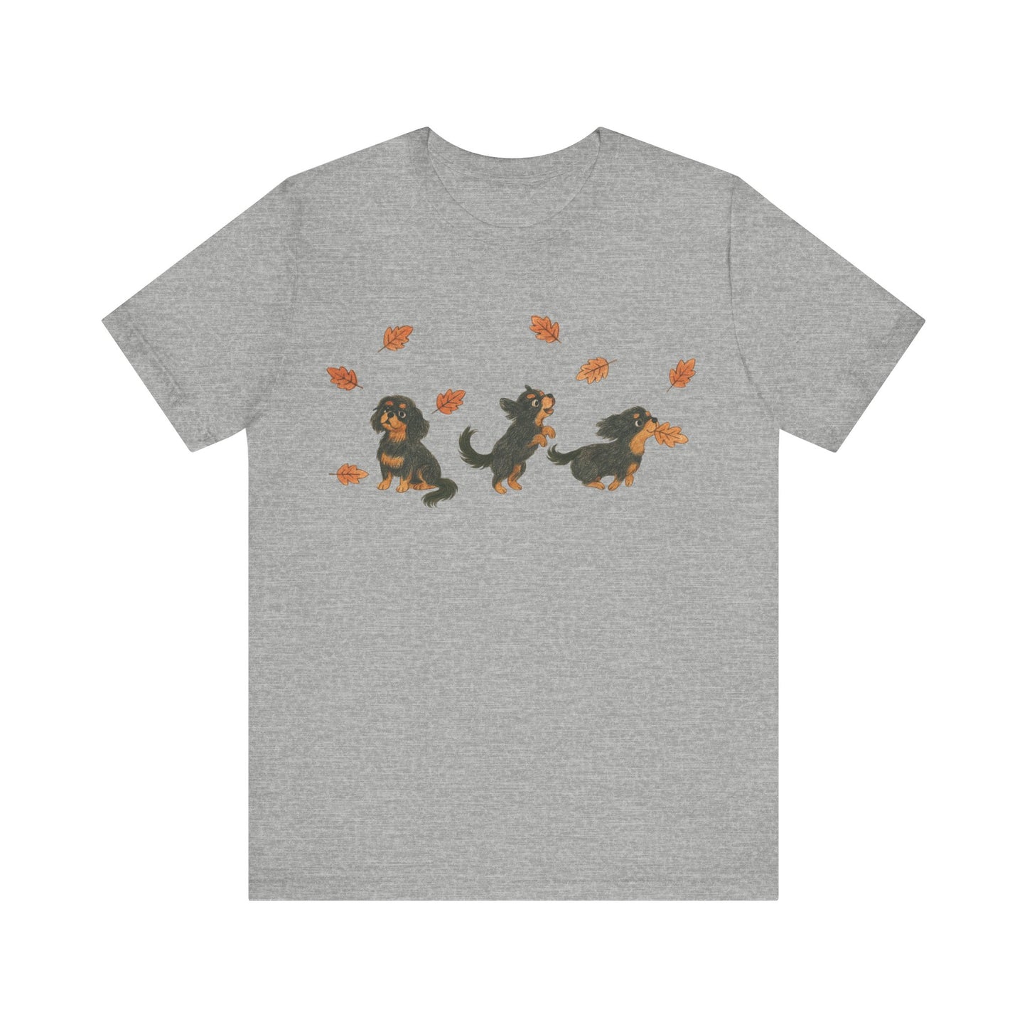Black Tan Cavalier Chasing Leaves TShirt