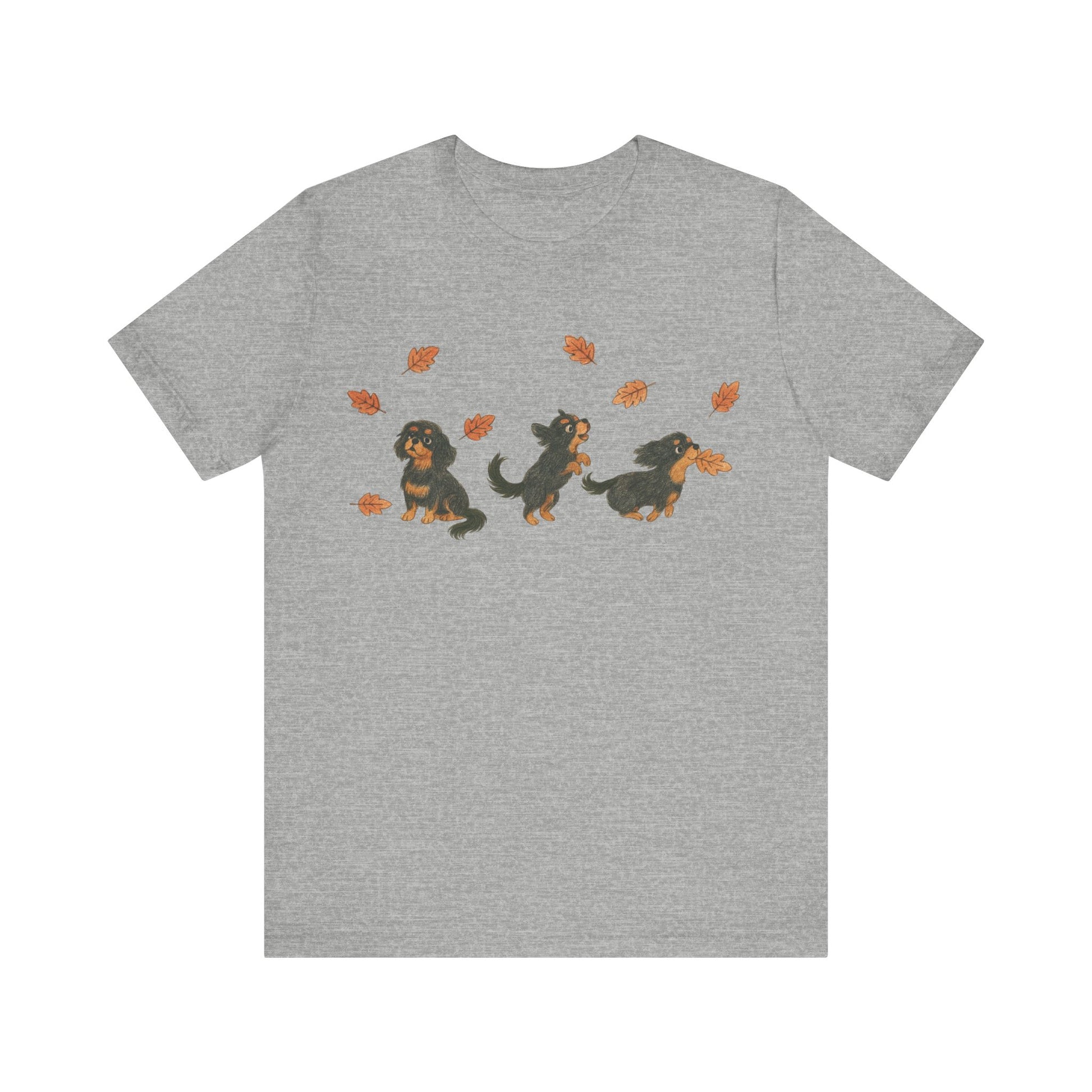 Black Tan Cavalier Chasing Leaves TShirt