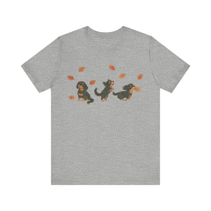 Black Tan Cavalier Chasing Leaves TShirt