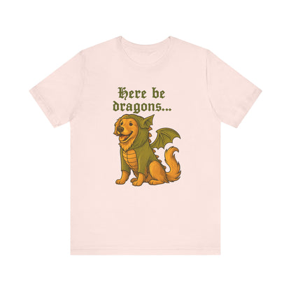 Golden Retriever Here Be Dragons TShirt