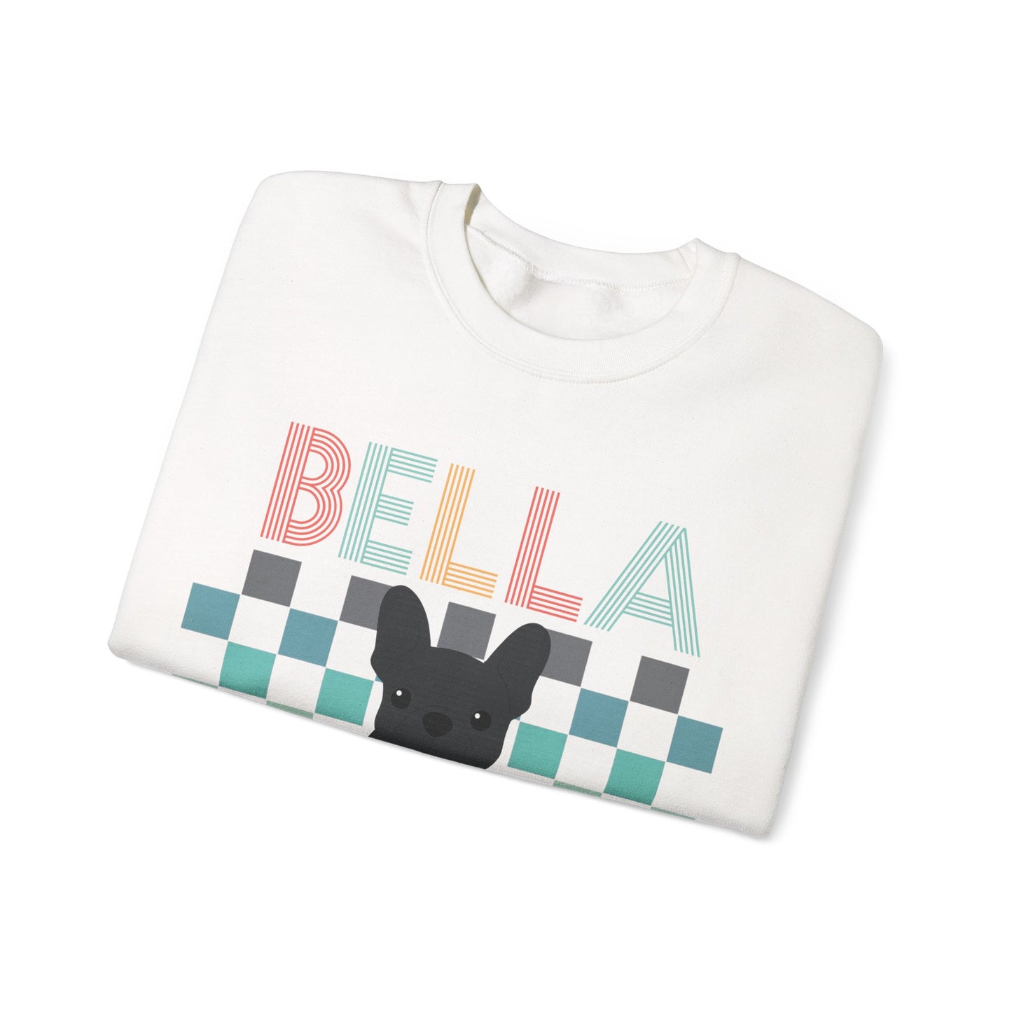 Black French Bulldog Retro Checkered Sweatshirt