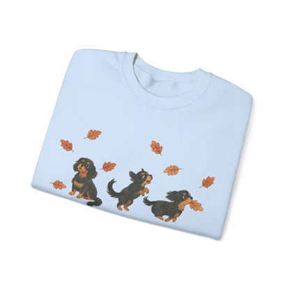 Black Tan Cavalier Chasing Leaves Sweatshirt