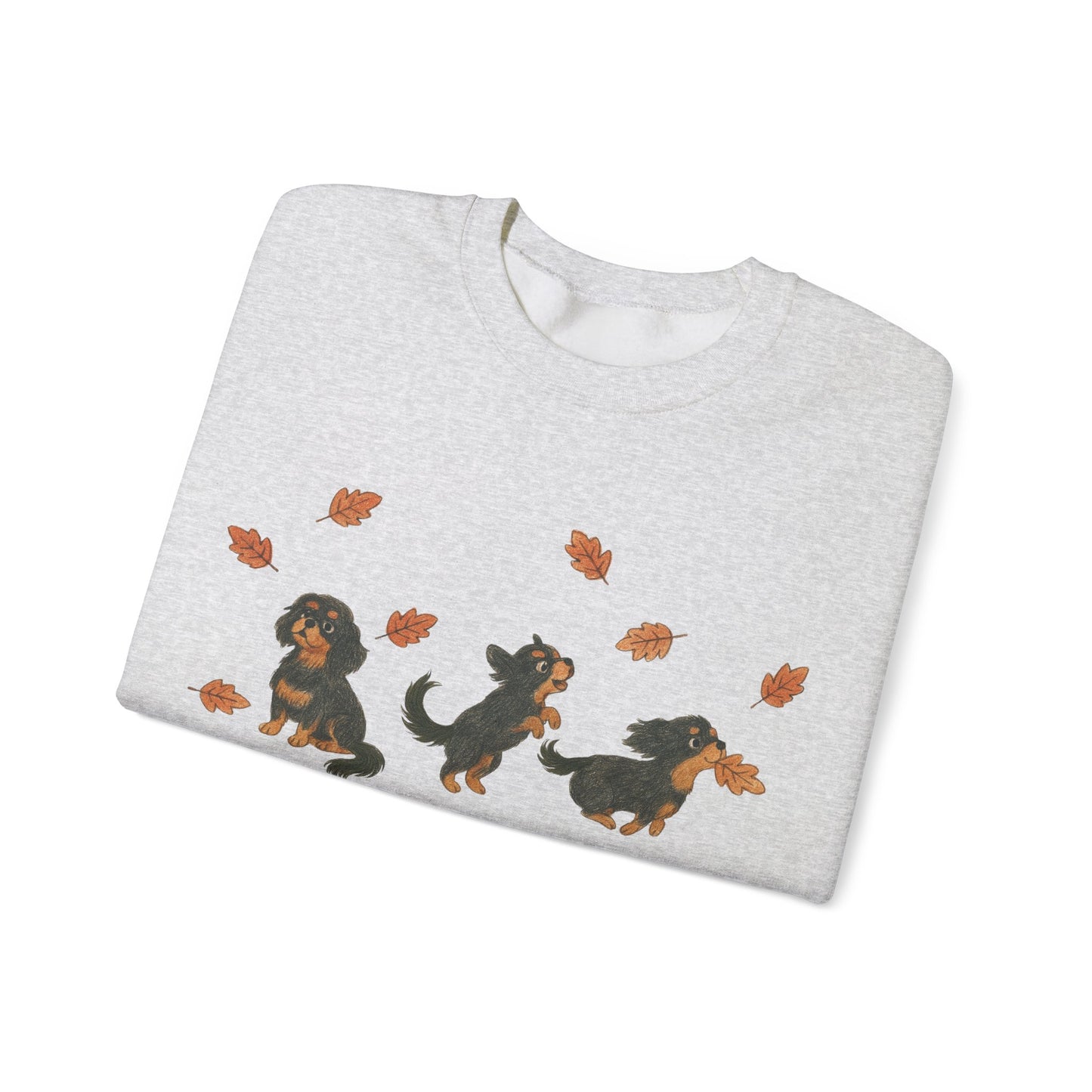 Black Tan Cavalier Chasing Leaves Sweatshirt