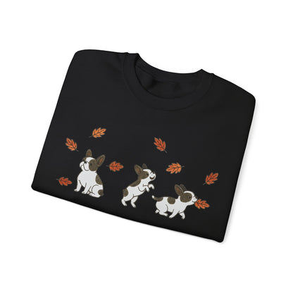 Piebald Frenchie Chasing Leaves Sweatshirt