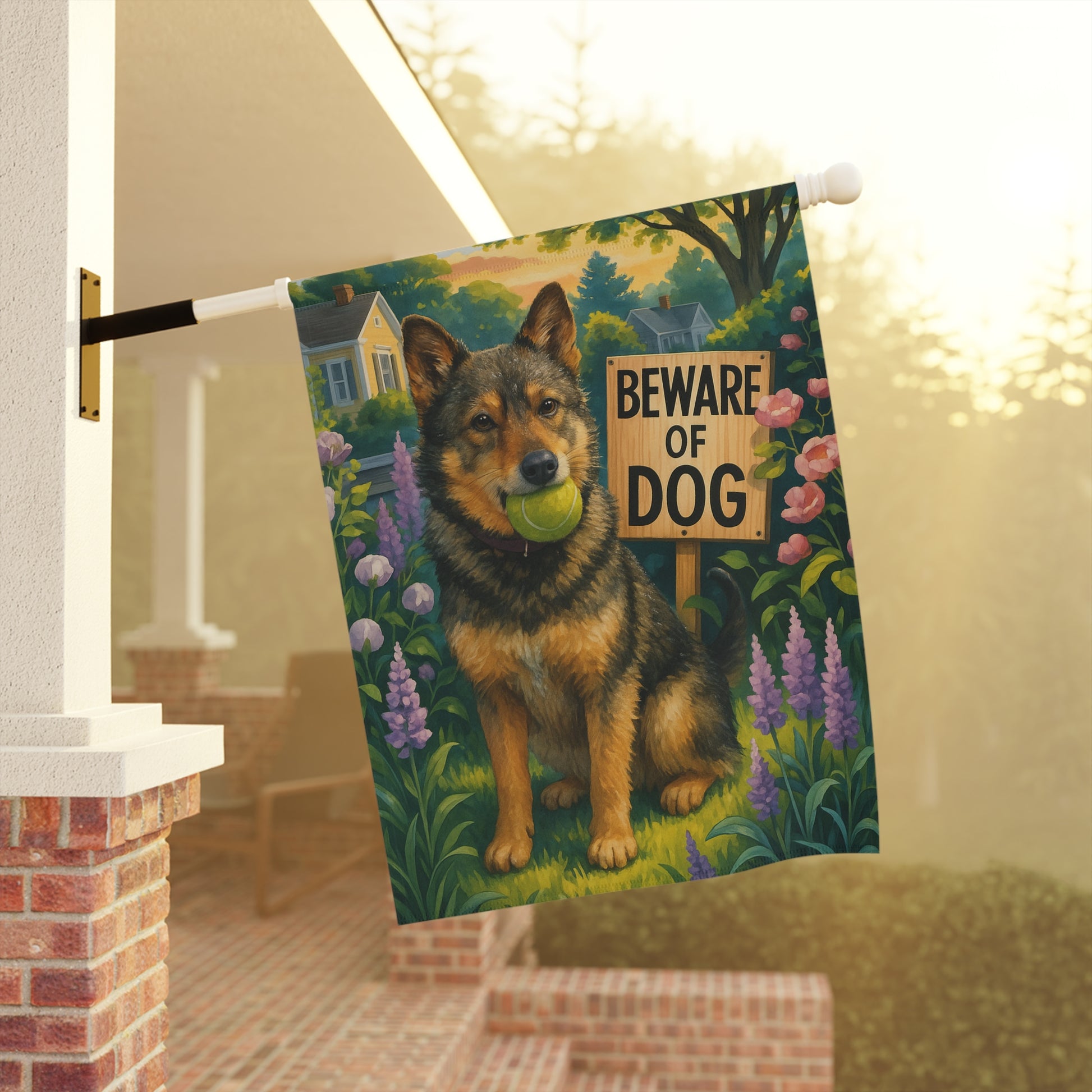Custom Mutt Dog Beware Garden Flag