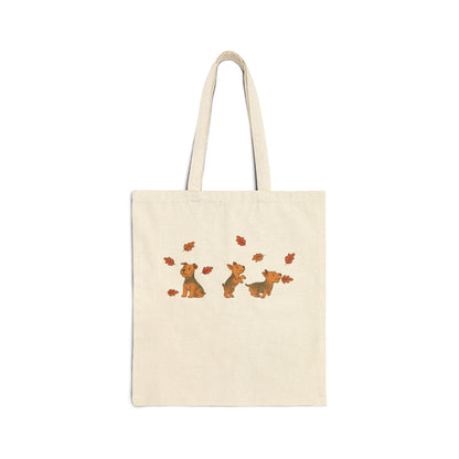 Airedale Terrier Chasing Leaves Tote Bag